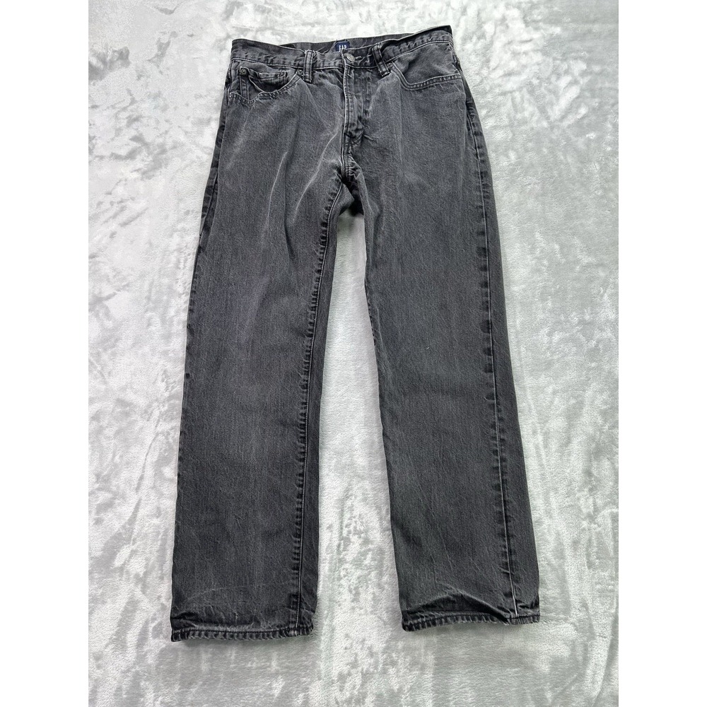 Gap Jeans Mens Sz 32x31 Black Straight Whiskered Faded Guys Western Work Wear